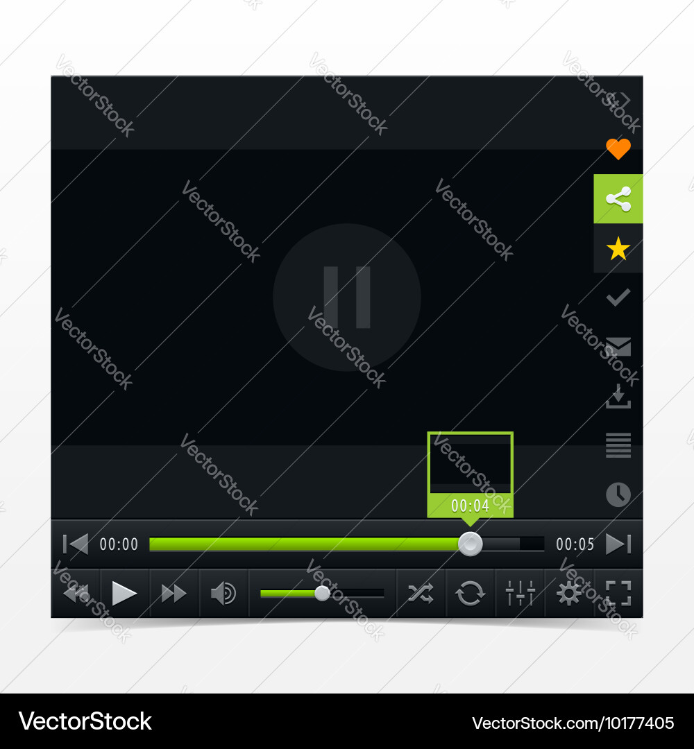 Black media player with video loading bar vector image