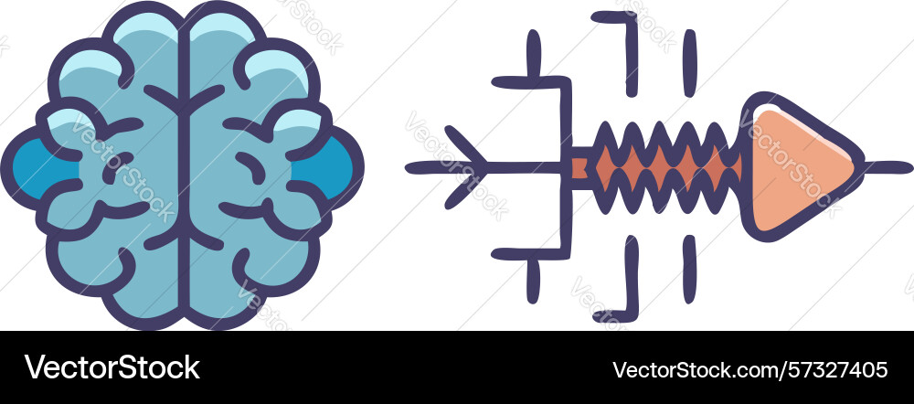 Brain and mechanical arm ai robotics future vector image
