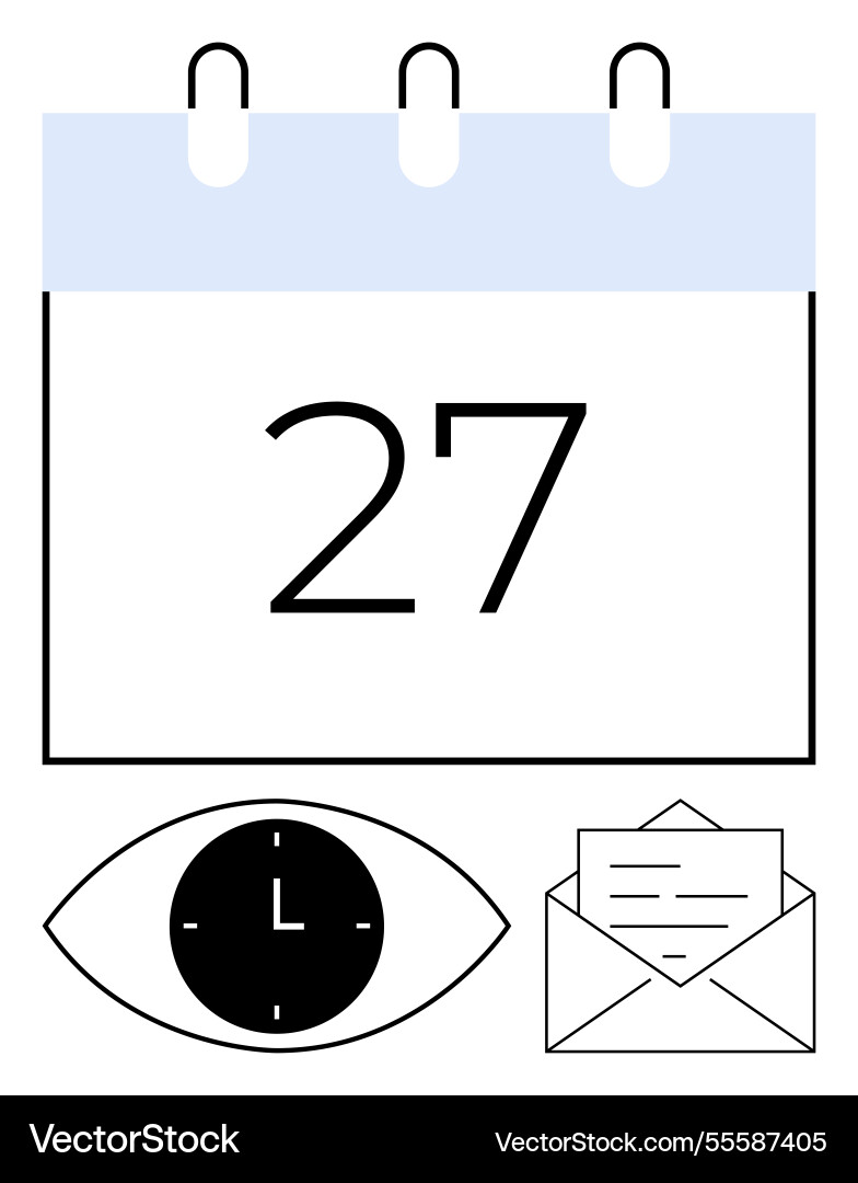 Calendar date with eye clock and envelope icon Vector Image