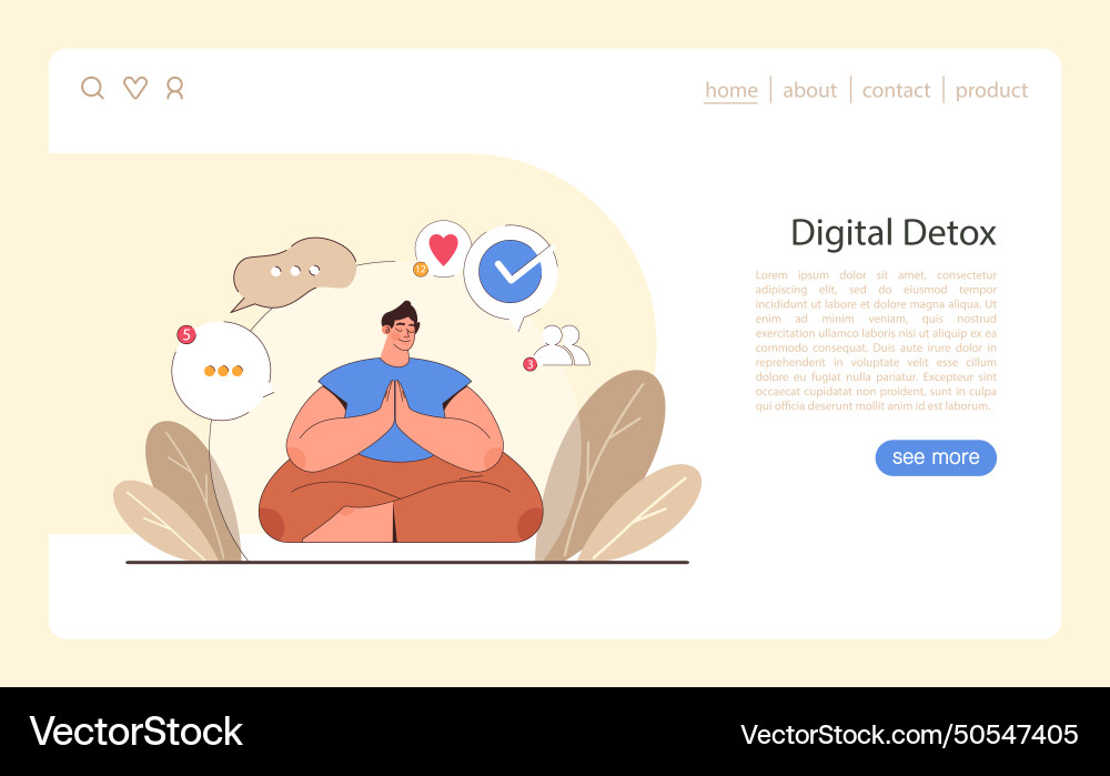 Digital detox web or landing set characters Digital detox web or landing set characters Vector Image
