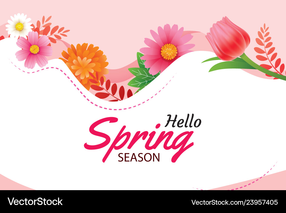 Hello spring greeting card and invitation Hello spring greeting card and invitation Vector Image