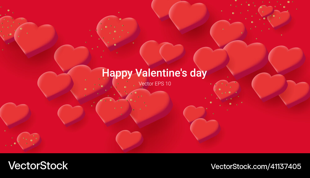 Isometric 3d red hearts creating random texture Isometric 3d red hearts creating random texture vector image