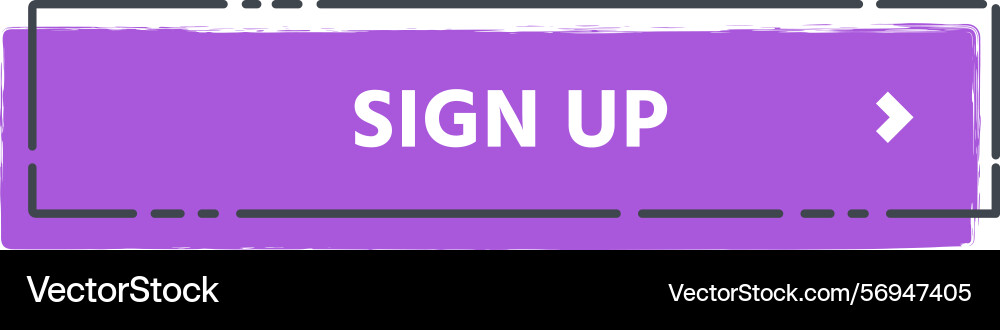 Purple rectangular button with the words sign up Purple rectangular button with the words sign up vector image