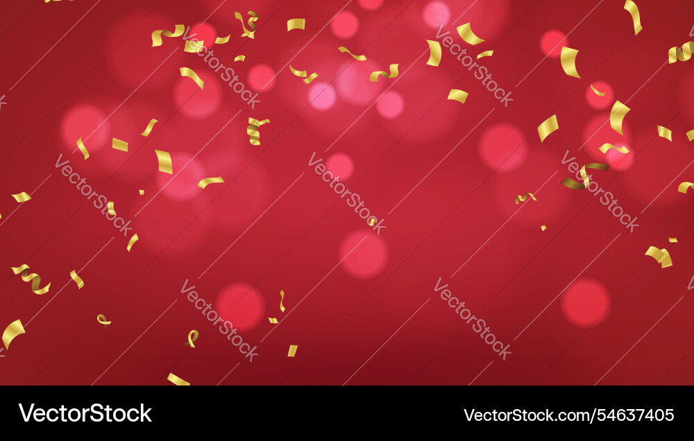 Red background with bokeh and golden confetti Red background with bokeh and golden confetti Vector Image