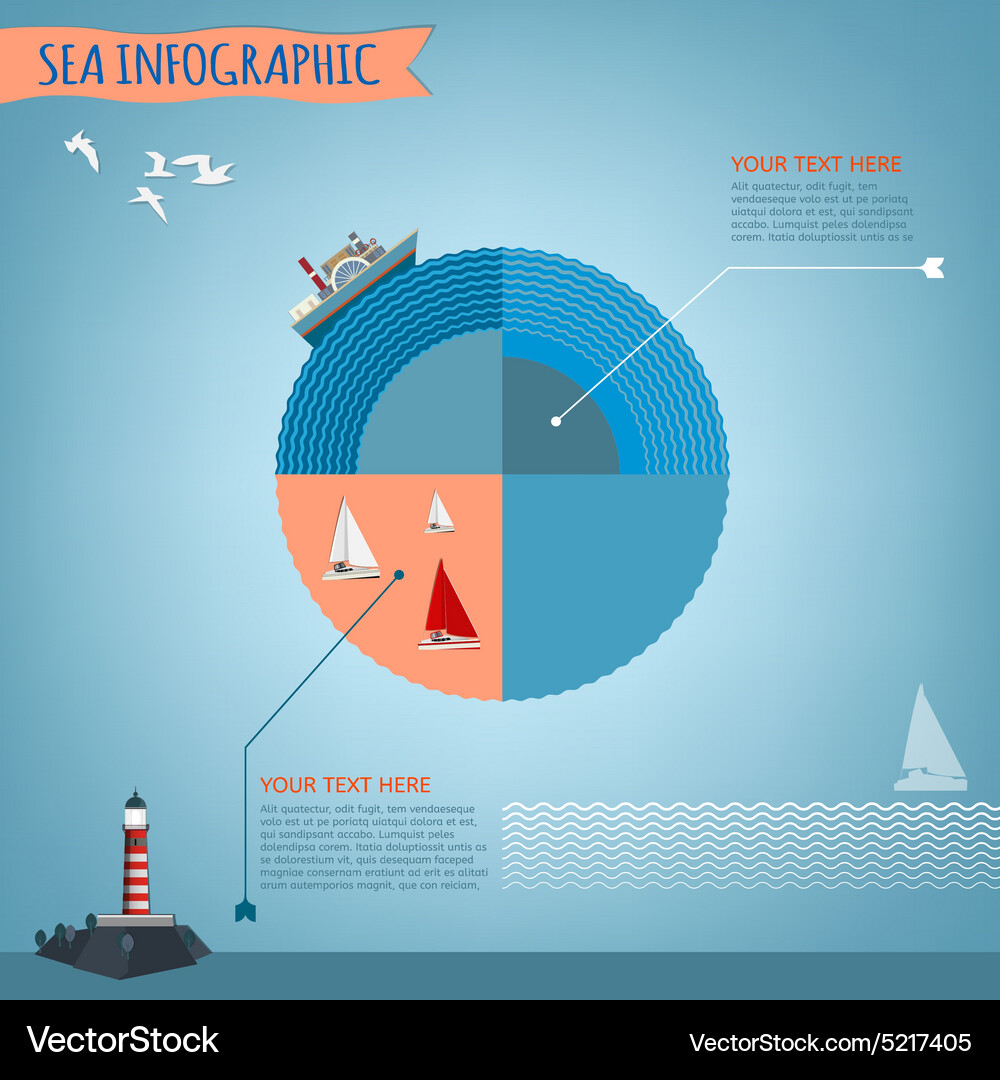 Sea objects set Vector Image