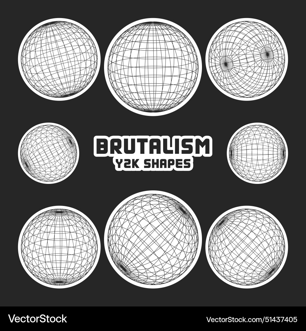Wireframe shapes lined sphere perspective mesh Wireframe shapes lined sphere perspective mesh vector image