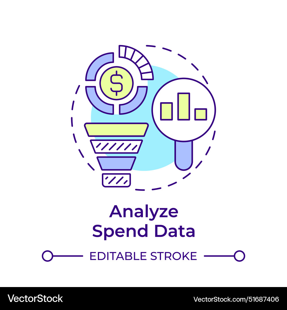 Analyze spend data multi color concept icon Analyze spend data multi color concept icon vector image