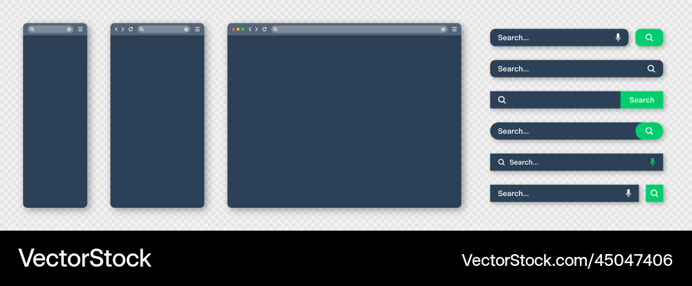 Blank internet browser window with various search Blank internet browser window with various search vector image