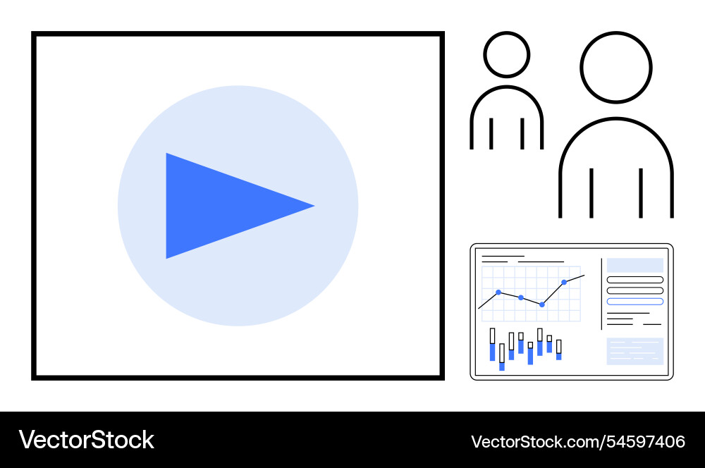Digital media analytics with play button user Digital media analytics with play button user vector image