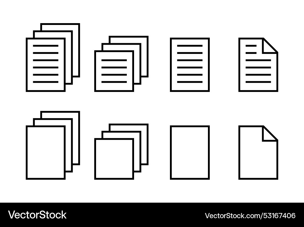 Document icons set paper sheet symbols simple Vector Image