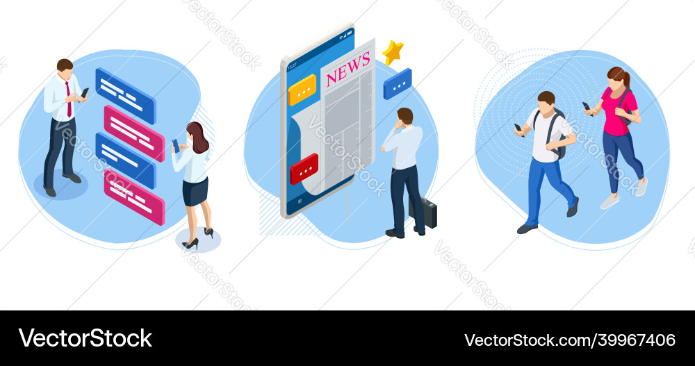 Isometric business news concept Isometric business news concept Vector Image