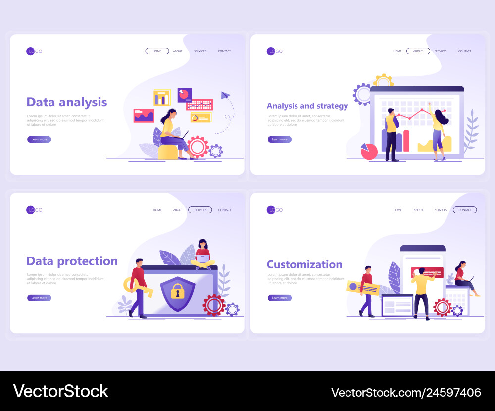 Landing Page Templates - Data & Strategy vector image
