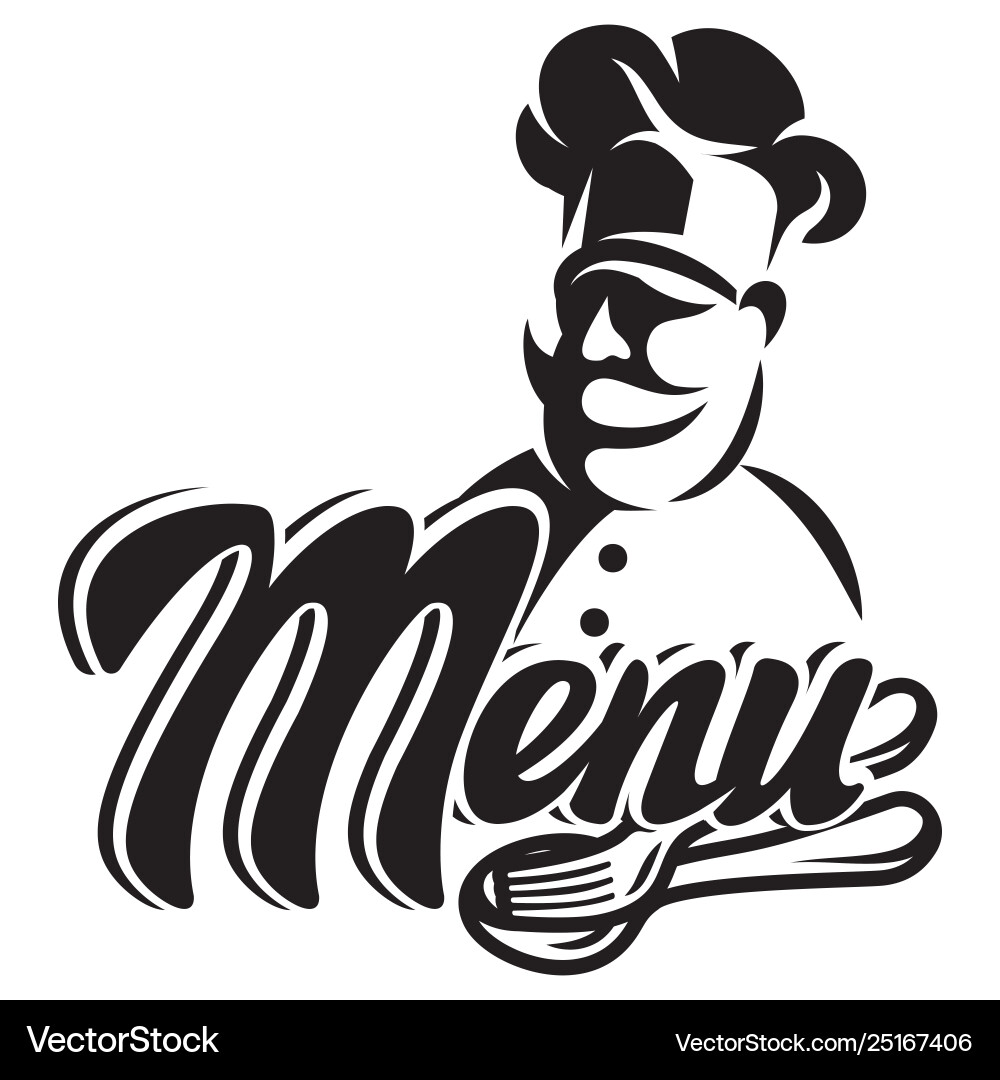 Monochrome template for a menu with chef vector image