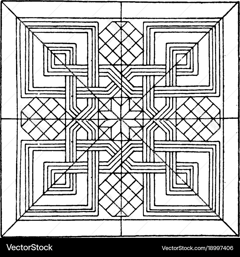 Renaissance square panel is a dark line pattern Vector Image