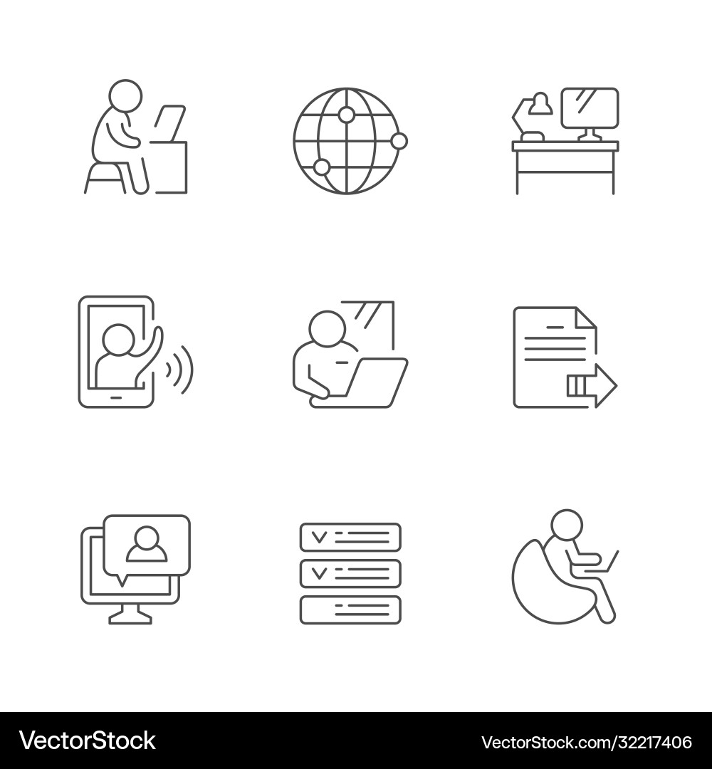 Set line icons remote work Vector Image