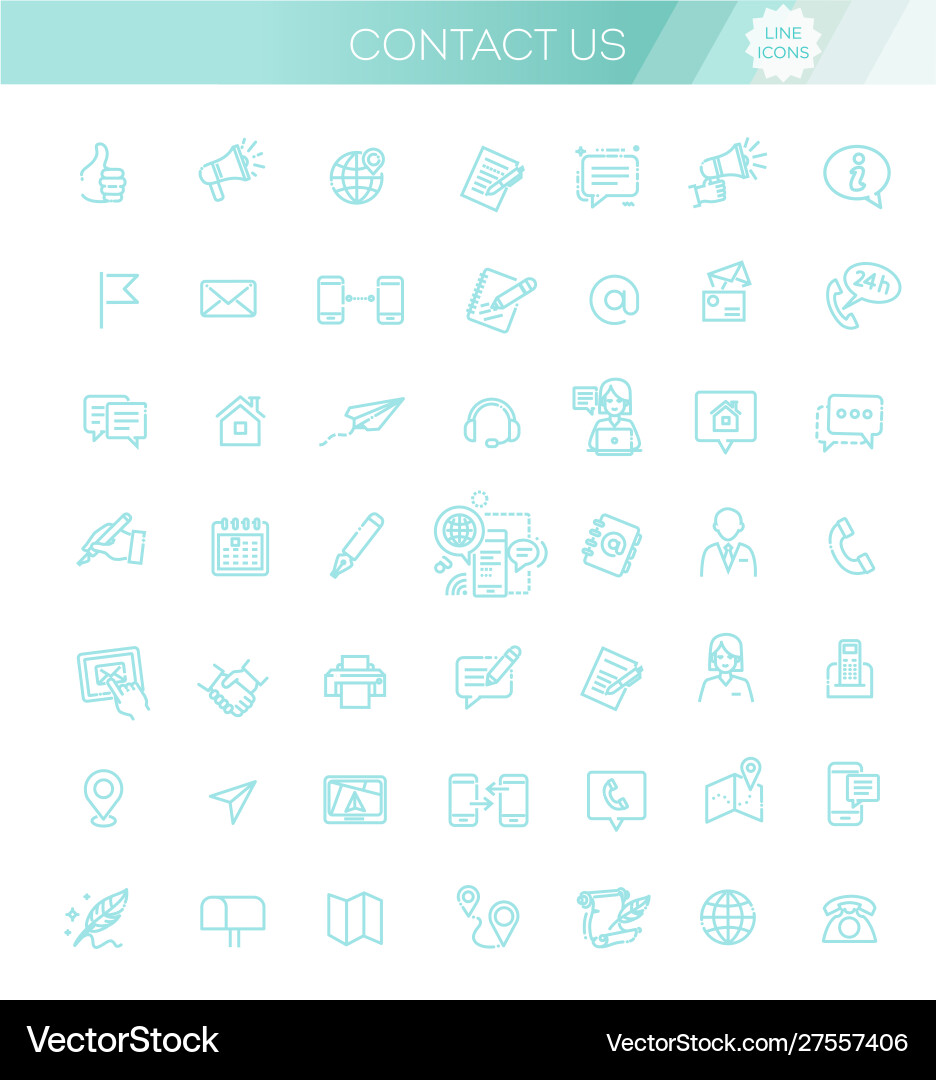 Thin lines web icons set contact us vector image