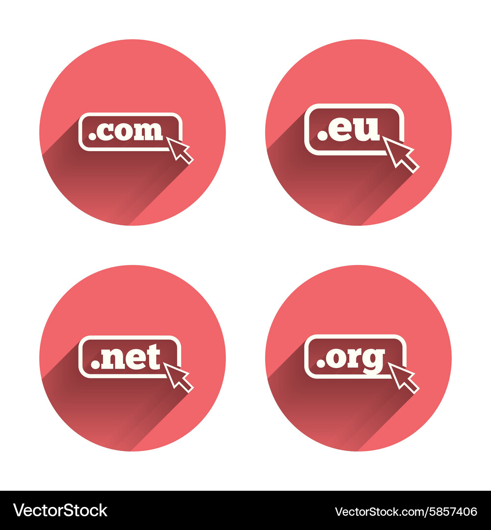 Top-level domains signs com eu net and org Vector Image