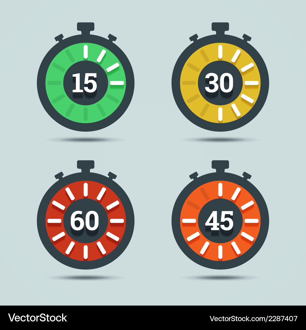 Colorful Timer Icons with Number Gradients vector image