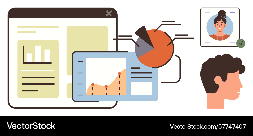 Data analysis dashboard with biometric vector image