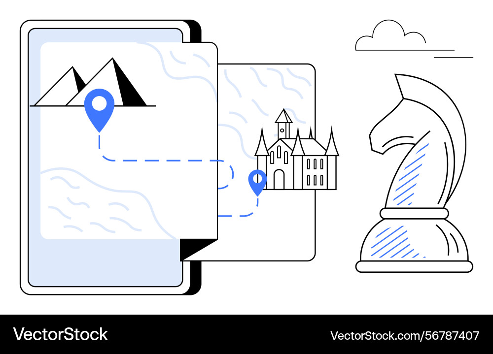 Digital map with location paths leading Digital map with location paths leading vector image