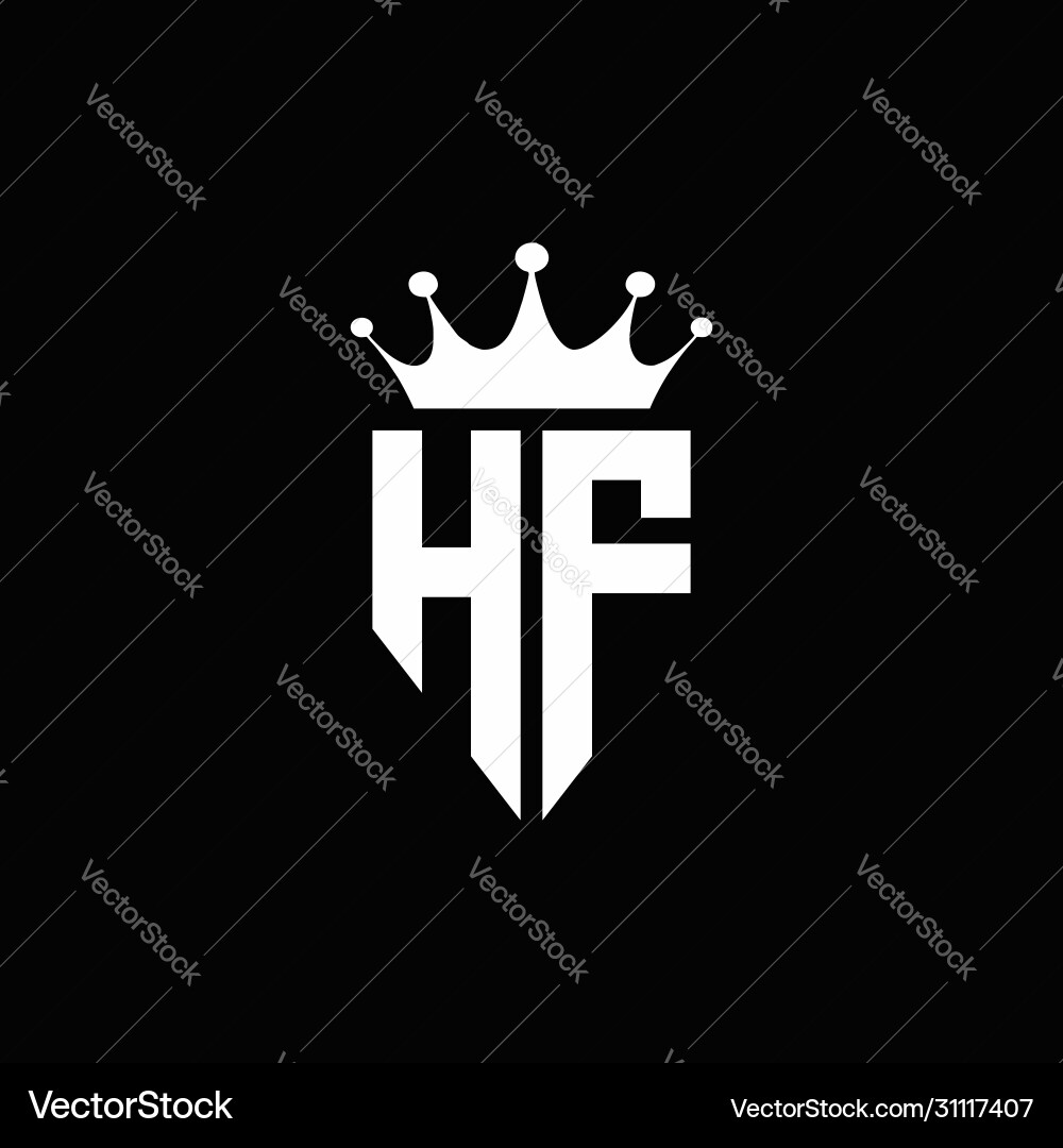 Hf Logo Monogramm Emblem Stil mit Krone Form Hf Logo Monogramm Emblem Stil mit Krone Form vektorbild