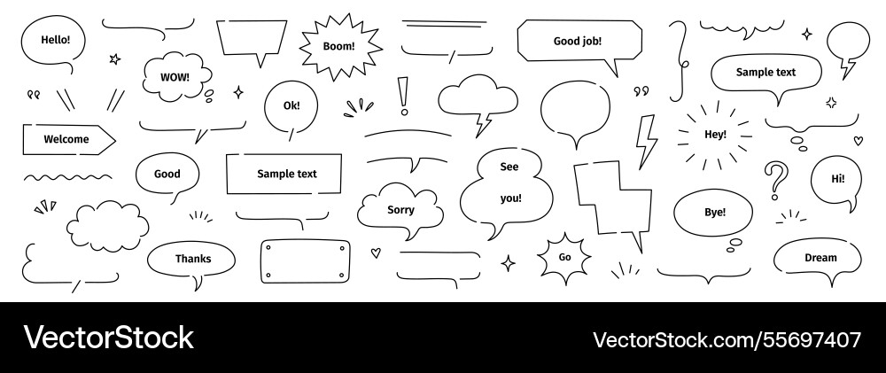 Line frame text speech bubble set balloon Line frame text speech bubble set balloon vector image