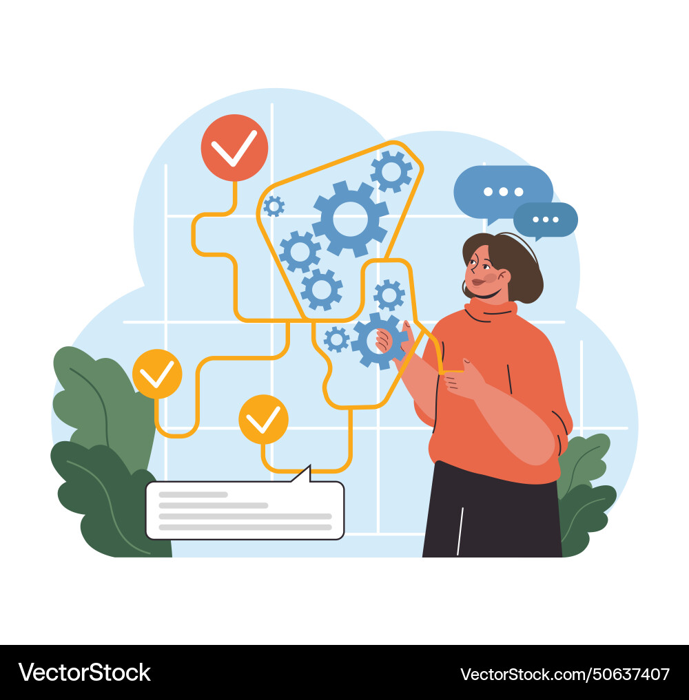 Problem-solving dynamics concept flat Problem-solving dynamics concept flat vector image
