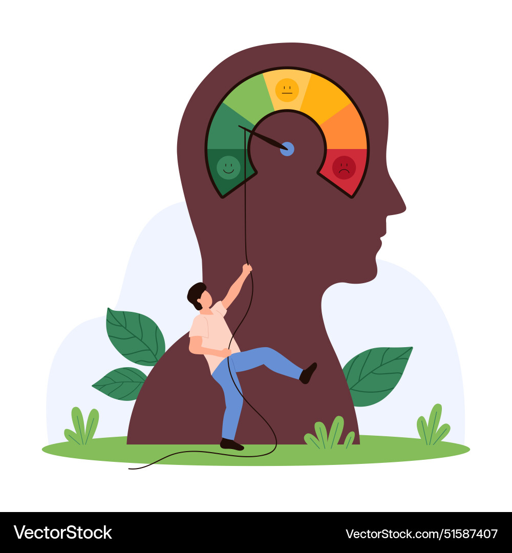 Stress control when problems overload mind of tiny Stress control when problems overload mind of tiny vector image