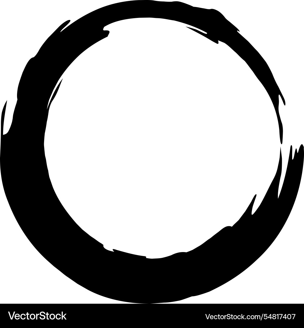 Thick black brush stroke creating a circular shape Thick black brush stroke creating a circular shape vector image