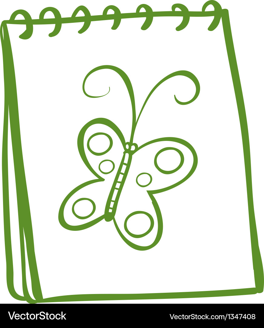 A notebook with an image of butterfly vector image