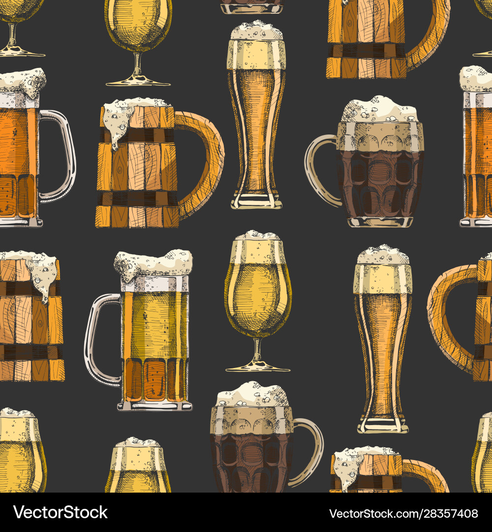 Beer Glasses Pattern Vector Image