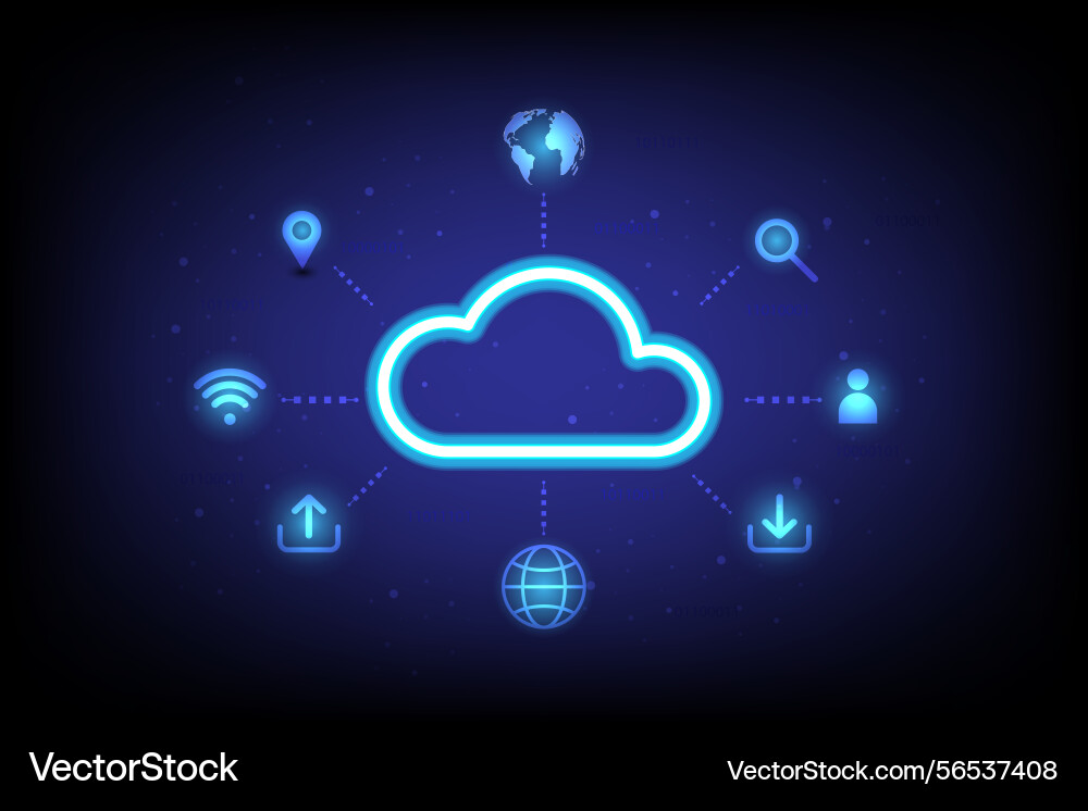 Cloud computing technology data storage vector image