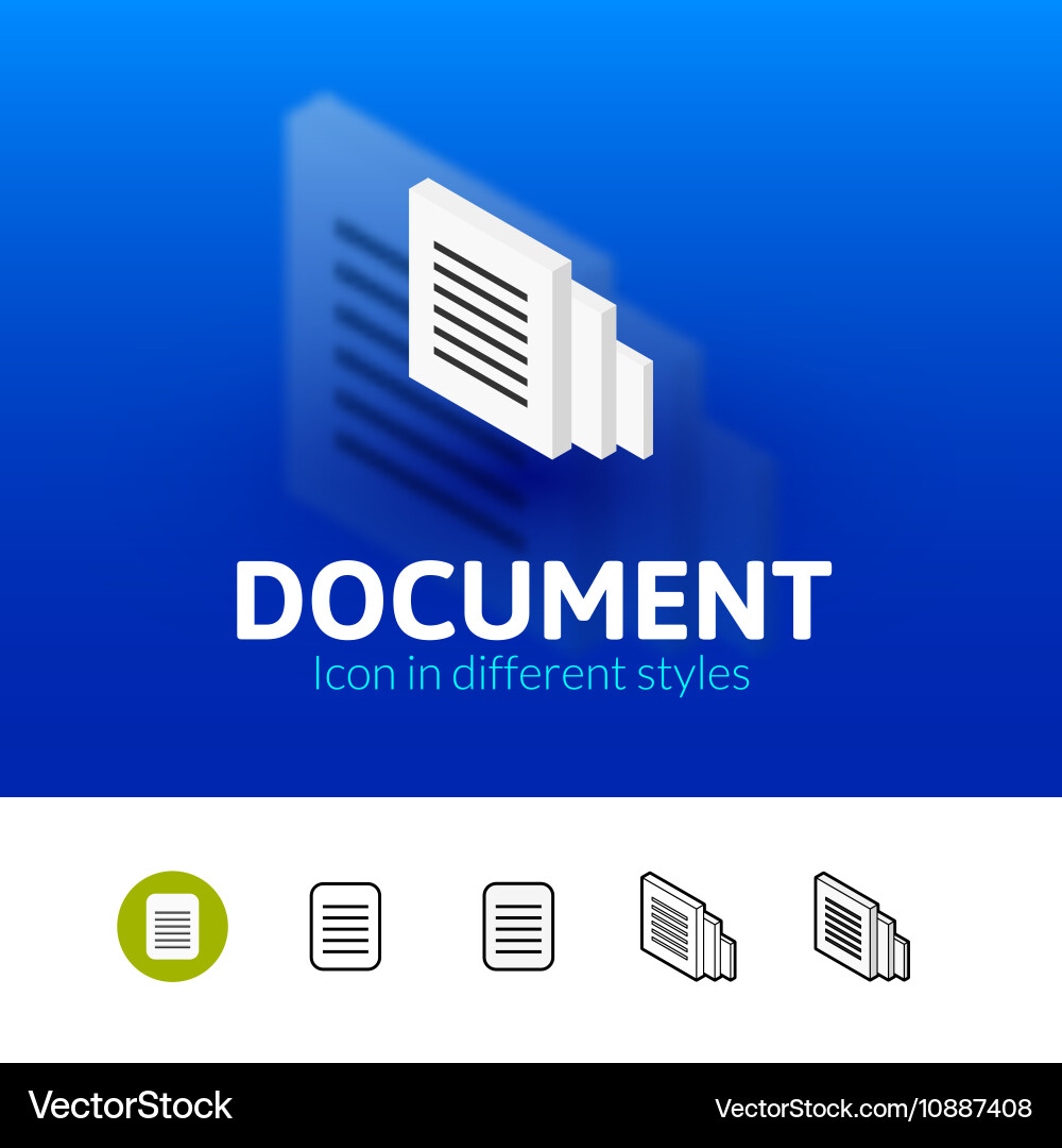 Document icon in different style vector image