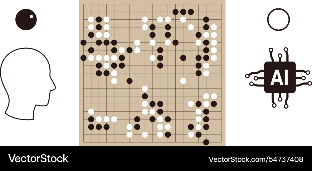 Human playing go game with robot Human playing go game with robot vector image