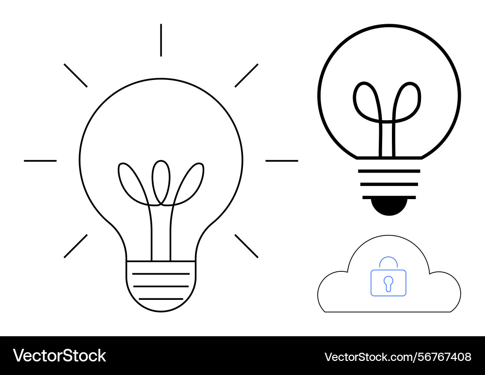 Lightbulb with glow lines and cloud lock concept Lightbulb with glow lines and cloud lock concept vector image