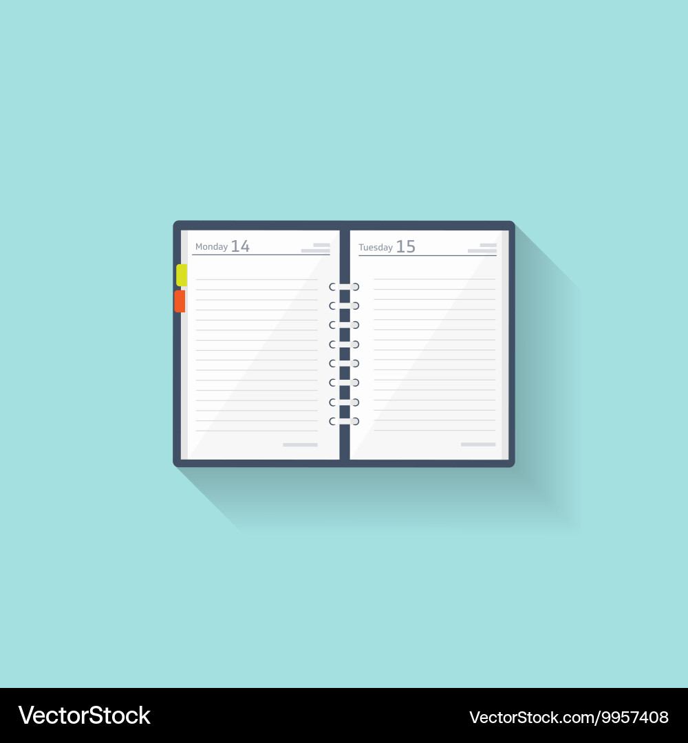 Notebook in a flat style reminder diary vector image