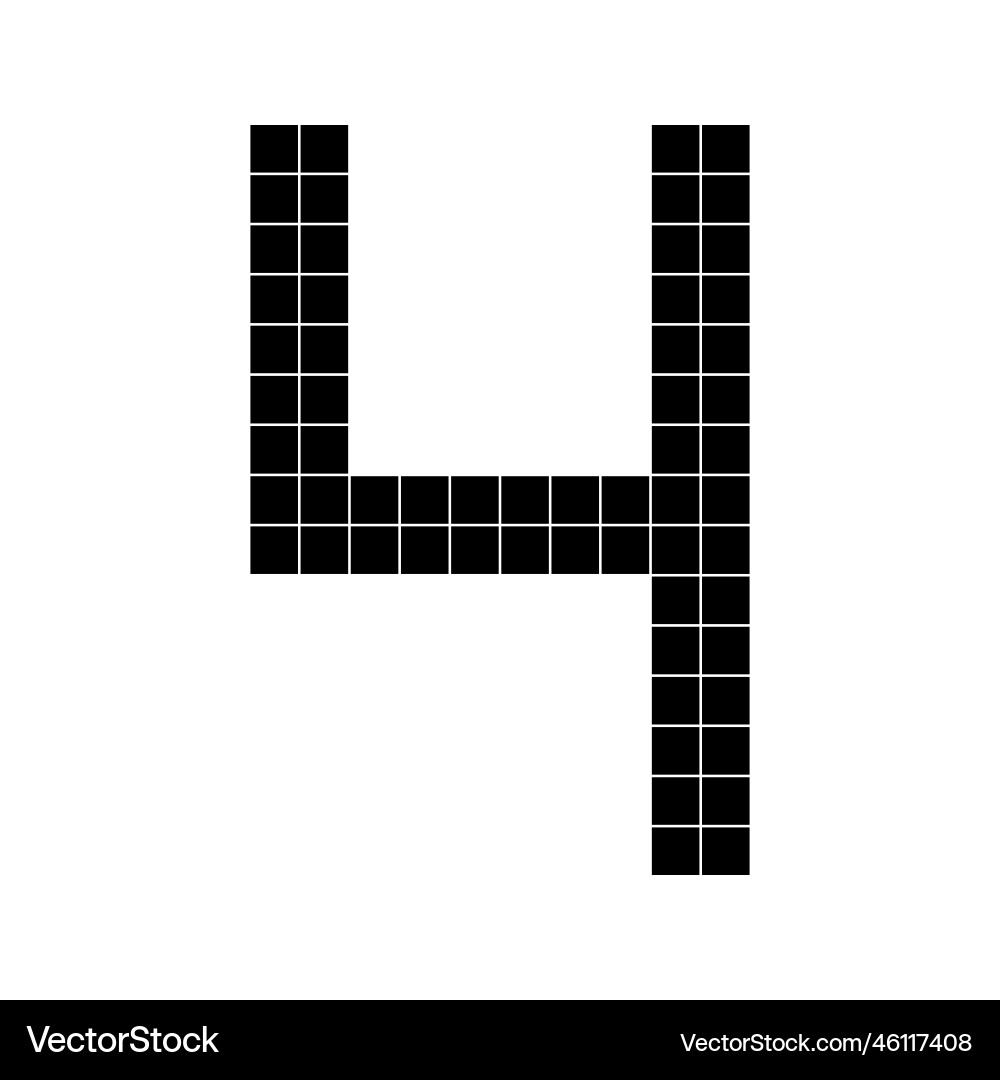 Number 4 four 3d cube pixel shape minecraft 8 bit Vector Image