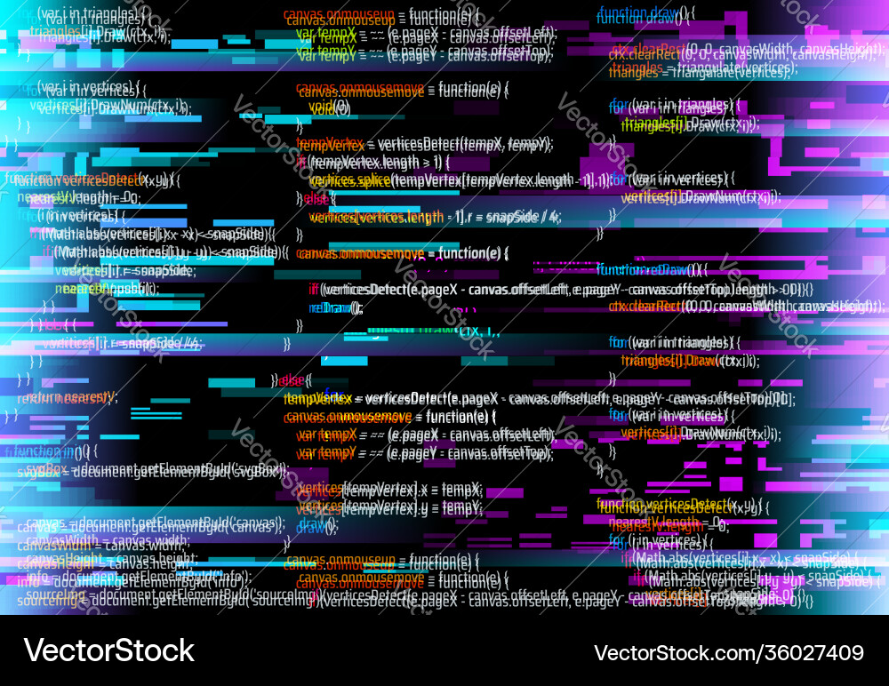 Abstract background with glitched program code Abstract background with glitched program code vector image