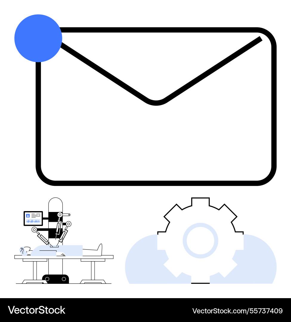 Email automation concept with envelope robotic Email automation concept with envelope robotic vector image