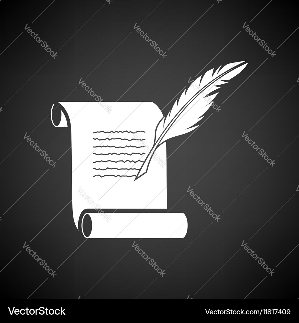 Feather and scroll icon vector image