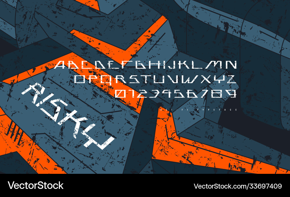 Futuristic space font and fragment spaceship Futuristic space font and fragment spaceship vector image