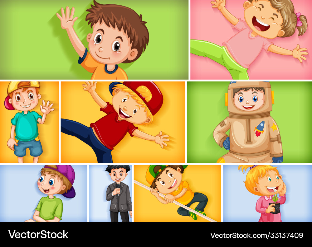Set different kid characters Set different kid characters vector image