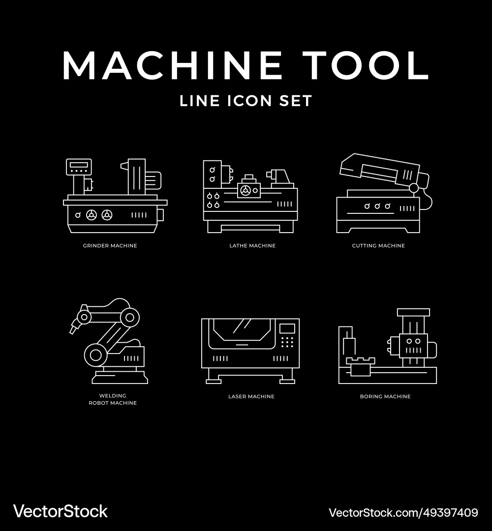 Set line icons of machine tool Set line icons of machine tool vector image