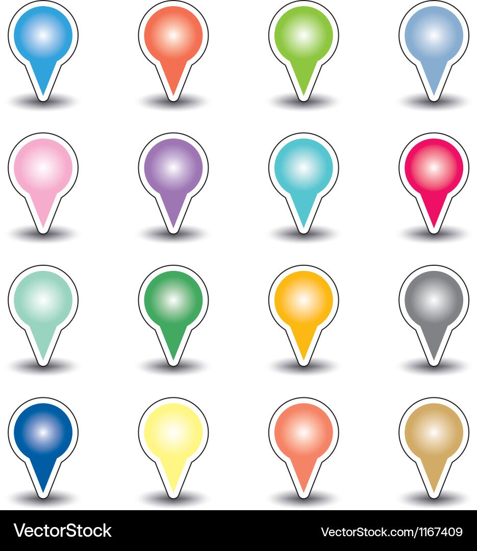 Set of round map pointers vector image