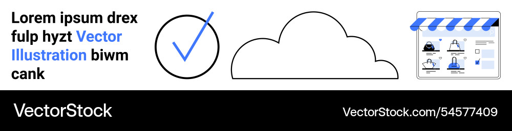Simplified icons and text with cloud check mark Simplified icons and text with cloud check mark vector image