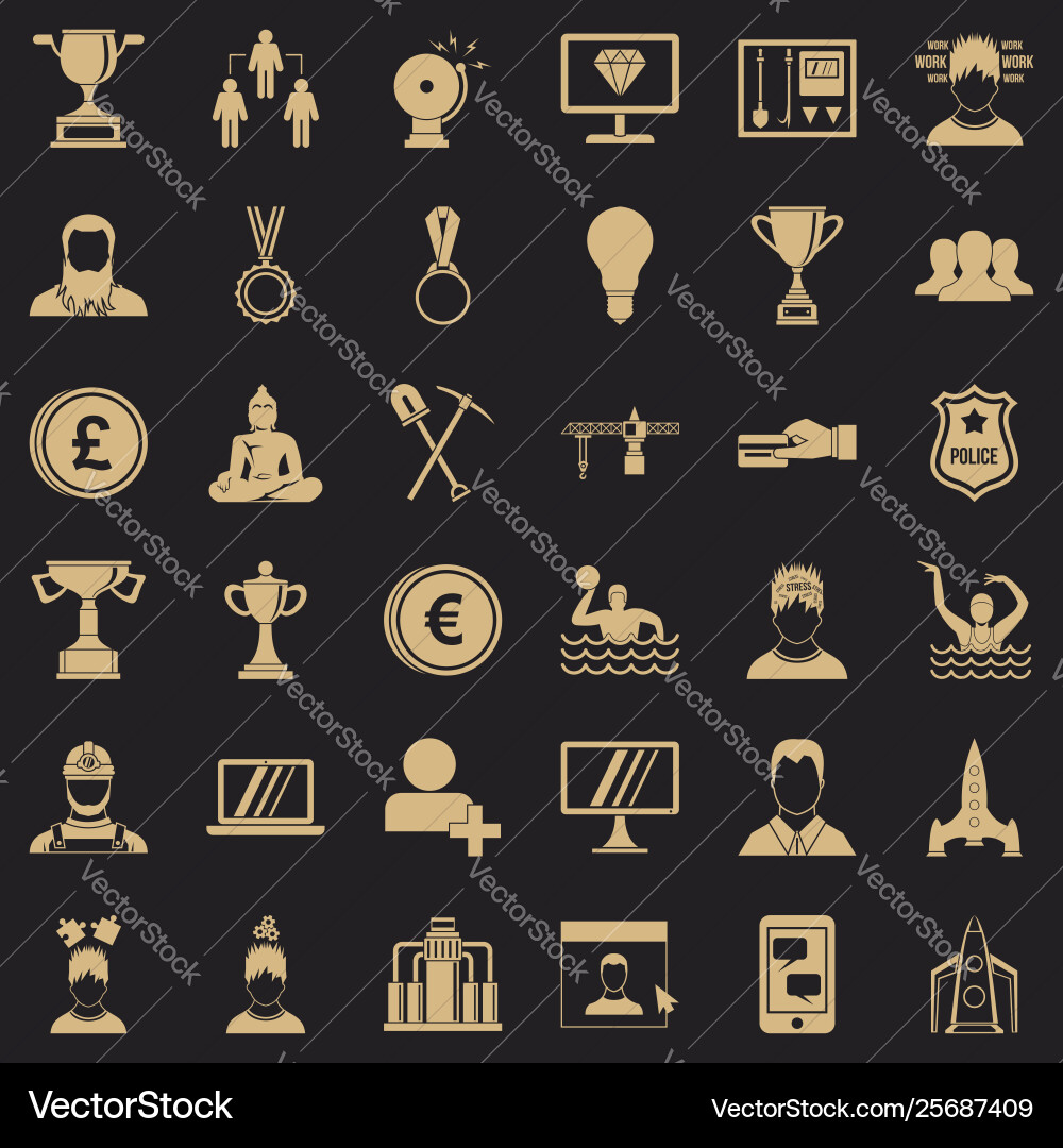 Solution icons set simple style Solution icons set simple style Vector Image