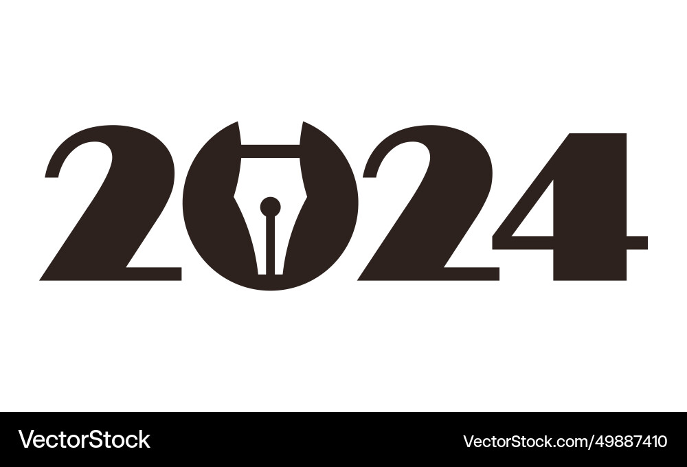 2024 - fountain pen writing calligraphy writer vector image