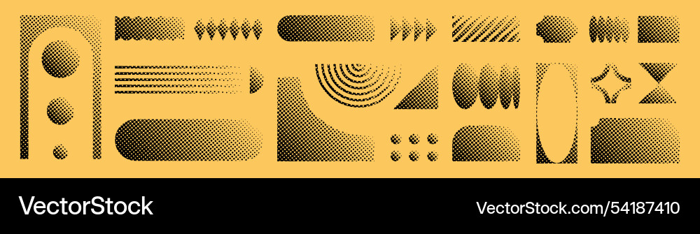 Abstract retro halftone shapes basic brutal forms vector image