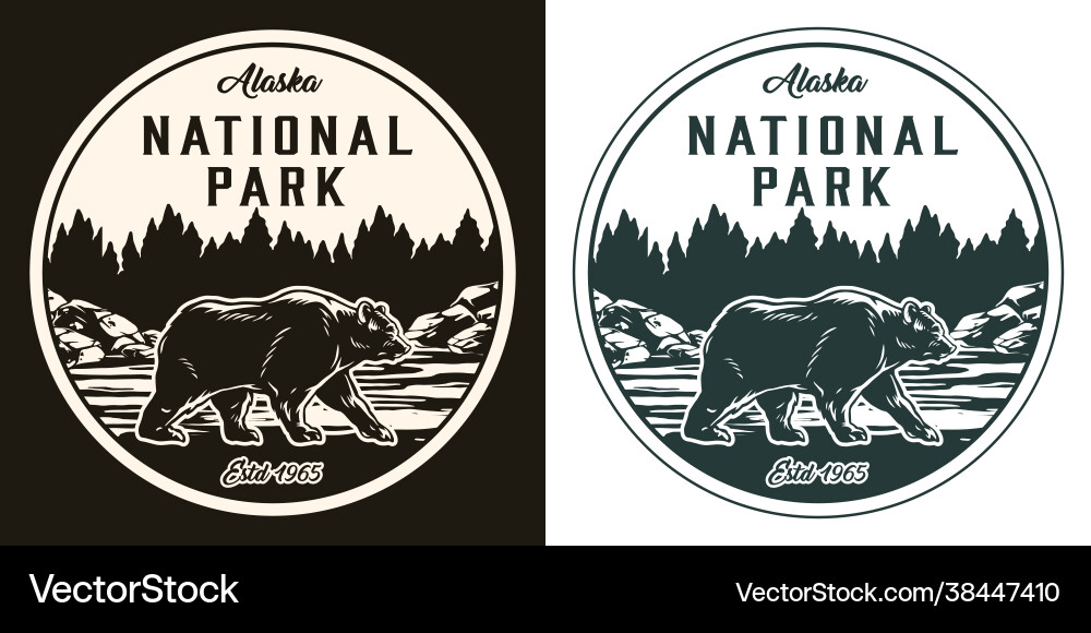 Alaska national park round monochrome label Alaska national park round monochrome label vector image