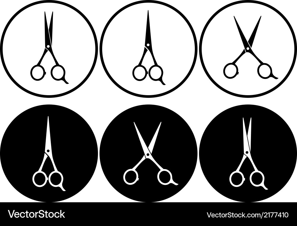 Black Scissors Set in Circular Frame vector image